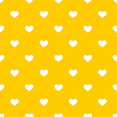 simsearch:400-08097094,k - Tile cute vector pattern with white hearts on yellow background Stock Photo - Budget Royalty-Free & Subscription, Code: 400-08680647