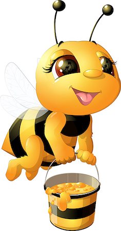 queen bee - funny bee painted on a white background Stock Photo - Budget Royalty-Free & Subscription, Code: 400-08680653