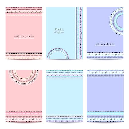 Set of abstract colorful brochure templates. Flyers design. Stylish ethnic vector backgrounds. Ornamental pattern backdrops. Stock Photo - Budget Royalty-Free & Subscription, Code: 400-08680675