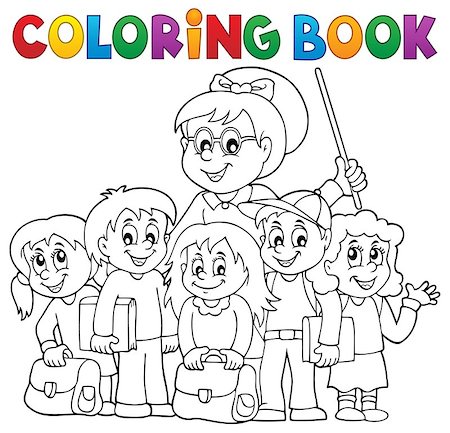 Coloring book school class theme 1 - eps10 vector illustration. Stock Photo - Budget Royalty-Free & Subscription, Code: 400-08680806