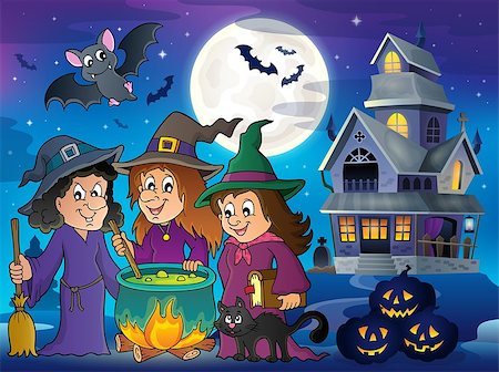 simsearch:400-04620860,k - Three witches theme image 6 - eps10 vector illustration. Stock Photo - Budget Royalty-Free & Subscription, Code: 400-08680836