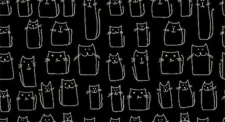 Funny cats family, seamless pattern for your design. Vector illustration Stock Photo - Budget Royalty-Free & Subscription, Code: 400-08680934