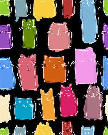 Funny cats family, seamless pattern for your design. Vector illustration Stock Photo - Budget Royalty-Free & Subscription, Code: 400-08680935