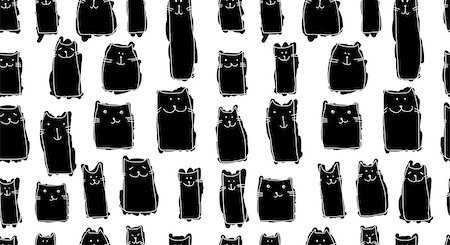 Funny cats family, seamless pattern for your design. Vector illustration Stock Photo - Budget Royalty-Free & Subscription, Code: 400-08680933