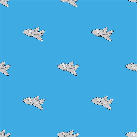 Seamless Aircraft Blue Background. White Airplane Pattern Stock Photo - Budget Royalty-Free & Subscription, Code: 400-08681163