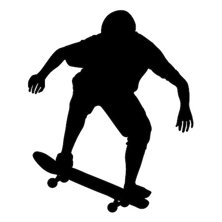 simsearch:400-05308347,k - Silhouettes a skateboarder performs jumping. Vector illustration. Stock Photo - Budget Royalty-Free & Subscription, Code: 400-08681213