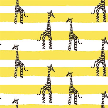 simsearch:400-04280917,k - Giraffe vector seamless pattern. Giraffe yellow and white texture stains. Safari wild animal background with yellow horizontal bold lines for baby infant apparel. Stock Photo - Budget Royalty-Free & Subscription, Code: 400-08681223