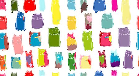 Funny cats family, seamless pattern for your design. Vector illustration Stock Photo - Budget Royalty-Free & Subscription, Code: 400-08681247