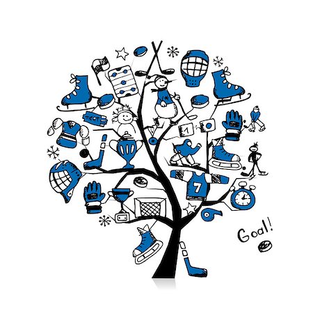 Hockey concept tree, sketch for your design. Vector illustration Photographie de stock - Aubaine LD & Abonnement, Code: 400-08681256