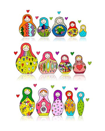 simsearch:400-04986497,k - Collection of russian nesting dolls, Matryoshka for your design. Vector illustration Foto de stock - Royalty-Free Super Valor e Assinatura, Número: 400-08681288
