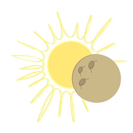 eclipse solar - Solar Eclipse flat cartoon design. Vector illustration with sun and moon Foto de stock - Super Valor sin royalties y Suscripción, Código: 400-08681297