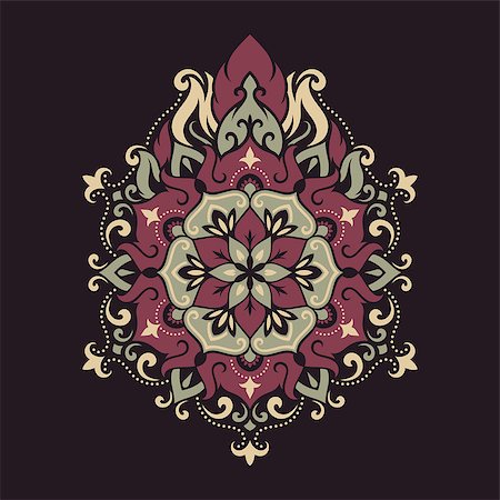Mandala Round Ornament Pattern. Boho vintage style vector background. Hand drawn design. Ethnic motifs. Foto de stock - Super Valor sin royalties y Suscripción, Código: 400-08681321