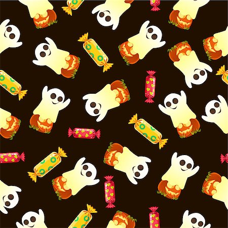 Seamless pattern for Halloween vector illustration flat style Stock Photo - Budget Royalty-Free & Subscription, Code: 400-08681409