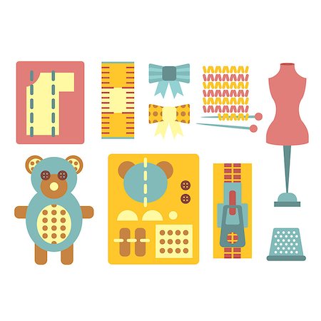 Set of sewing and handmade colourful icons in flat style, vector illustration set Stock Photo - Budget Royalty-Free & Subscription, Code: 400-08681505