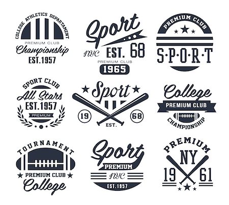 Set of monochrome sport emblems vector Illustration Collection. Stock Photo - Budget Royalty-Free & Subscription, Code: 400-08681507