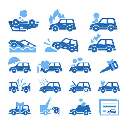 Set of flat style car insurance icons. Vector Illustration collection Foto de stock - Super Valor sin royalties y Suscripción, Código: 400-08681554