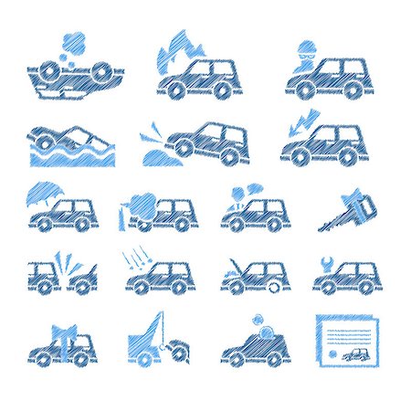 Set of flat style car insurance icons. Vector Illustration collection Stock Photo - Budget Royalty-Free & Subscription, Code: 400-08681555
