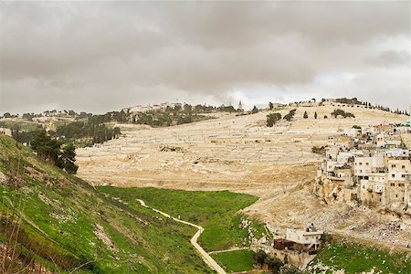 Kidron Valley. Left the Jewish cemetery on the Mount of Olives, then village of Silwan District of East Jerusalem with a predominantly Palestinian population. Stock Photo - Budget Royalty-Free & Subscription, Code: 400-08694175