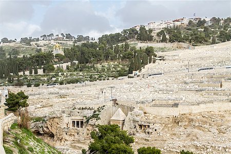 Mount of Olives in Jerusalem. Jewish cemetery, ancient tombs and church on the Mount of Olives. Israel. Stock Photo - Budget Royalty-Free & Subscription, Code: 400-08694181