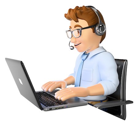 simsearch:400-08647874,k - 3d business people. Man working in a call center. Isolated white background. Photographie de stock - Aubaine LD & Abonnement, Code: 400-08695068