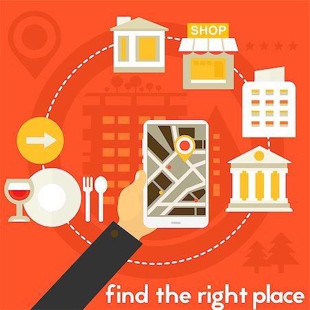 Find the right place concept banner. Square composition, vector illustration Stock Photo - Budget Royalty-Free & Subscription, Code: 400-08695619