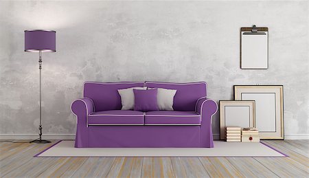 simsearch:400-07574774,k - Classic living room with vintage sofa - 3d rendering Fotografie stock - Microstock e Abbonamento, Codice: 400-08696083
