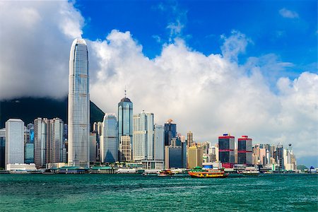 Hong Kong, China skyline on Victoria Harbor. Foto de stock - Super Valor sin royalties y Suscripción, Código: 400-08696144
