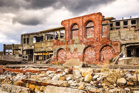 Abandoned island of Gunkanjima, Nagasaki, Japan. Stockbilder - Microstock & Abonnement, Bildnummer: 400-08696425