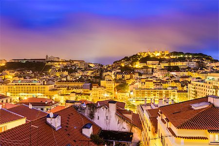Lisbon, Portugal skyline at night. Stock Photo - Budget Royalty-Free & Subscription, Code: 400-08696439