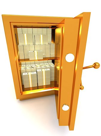 simsearch:400-04394836,k - 3D Rendering Of A Open  Metal Safe   With a bundle of banknotes Of Dollars   3D illustration Stock Photo - Budget Royalty-Free & Subscription, Code: 400-08696710