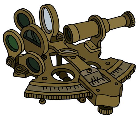 sextant - Hand drawing of a historic sextant Photographie de stock - Aubaine LD & Abonnement, Code: 400-08696776