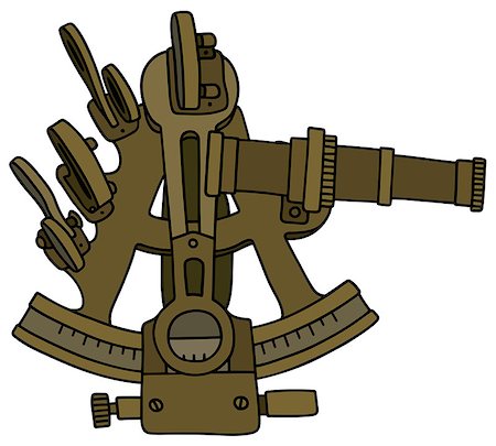 sextant - Hand drawing of a historic sextant Photographie de stock - Aubaine LD & Abonnement, Code: 400-08696777