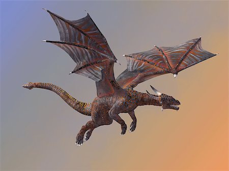 simsearch:400-08696820,k - A red hell dragon is a creature of myth and legend and is fire-breathing and has horns and wings. Photographie de stock - Aubaine LD & Abonnement, Code: 400-08696811