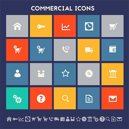 simsearch:400-08696973,k - Modern flat design multicolored commercial icons collection Fotografie stock - Microstock e Abbonamento, Codice: 400-08696974