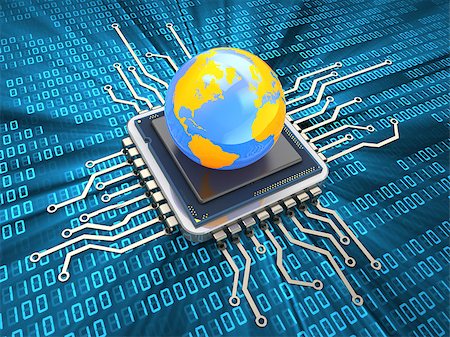 simsearch:400-09120941,k - 3d illustration of computer chip and earth globe Stock Photo - Budget Royalty-Free & Subscription, Code: 400-08697029