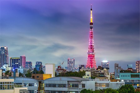 simsearch:859-07356349,k - Tokyo, Japan skyline with Tokyo Tower during special lighting. Foto de stock - Super Valor sin royalties y Suscripción, Código: 400-08697167