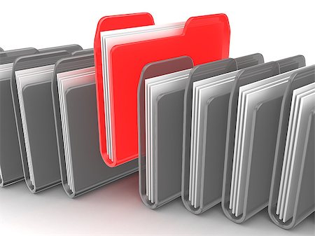 3d illustration of folders row with one selected Photographie de stock - Aubaine LD & Abonnement, Code: 400-08697213