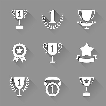 simsearch:400-07463041,k - Sport trophy and awards icons. Set of 9 vector icons with long shadows Foto de stock - Super Valor sin royalties y Suscripción, Código: 400-08697361