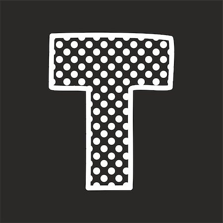 T vector alphabet letter with white polka dots on black background Stock Photo - Budget Royalty-Free & Subscription, Code: 400-08697493