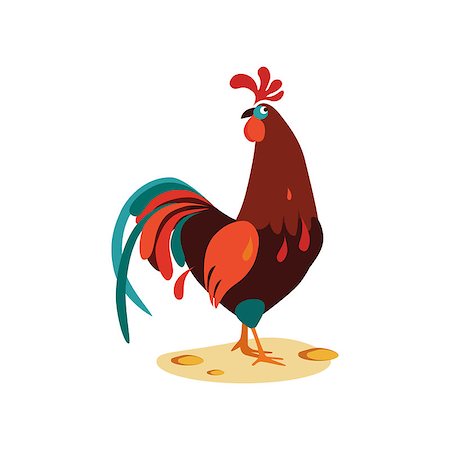 simsearch:400-08678054,k - Vector cartoon illustration of a cock in flat style Stock Photo - Budget Royalty-Free & Subscription, Code: 400-08697576