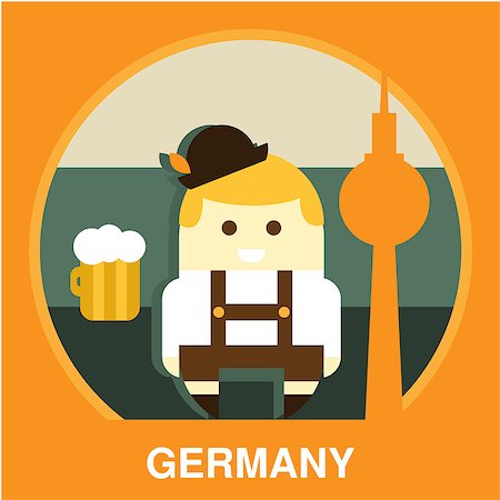 Icon of traditional Germany representative in flat style, vector illustration Stock Photo - Budget Royalty-Free & Subscription, Code: 400-08697591