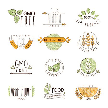 food packaging plant - Set of Natural Organic Icons, Labels and Badges, collection of vector illustrations Stock Photo - Budget Royalty-Free & Subscription, Code: 400-08697592