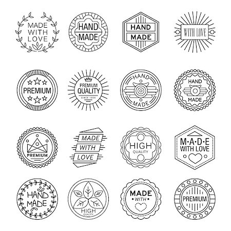 Vector illustration set of linear badges and logo design elements - hand made, made with love and handcrafted Photographie de stock - Aubaine LD & Abonnement, Code: 400-08697647