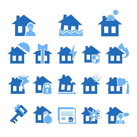 Property insurance icon set. Vector illustration in flat design Stock Photo - Budget Royalty-Free & Subscription, Code: 400-08697658