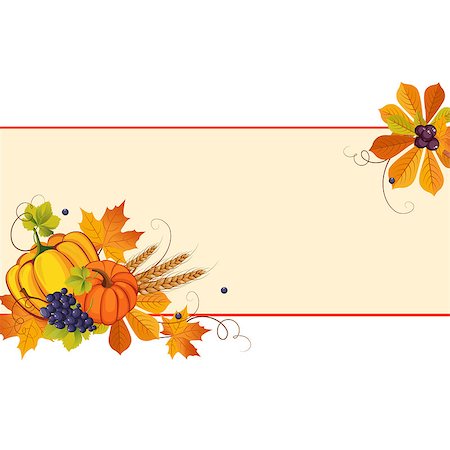 simsearch:400-04983103,k - Autumn, thanksgiving Banners with Ripe Vegetables, Swirls and Leaves, Vector Illustration Fotografie stock - Microstock e Abbonamento, Codice: 400-08697707