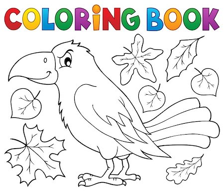 simsearch:400-08710477,k - Coloring book with crow and leaves - eps10 vector illustration. Stock Photo - Budget Royalty-Free & Subscription, Code: 400-08697784