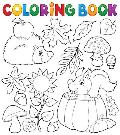 simsearch:400-08710477,k - Coloring book autumn nature theme 1 - eps10 vector illustration. Stock Photo - Budget Royalty-Free & Subscription, Code: 400-08697782