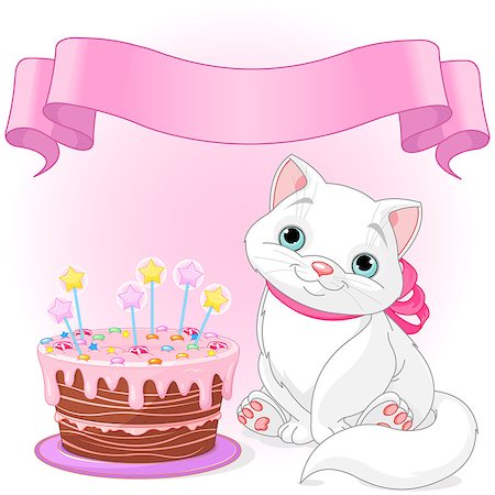 Adorable cat celebrating its birthday Stock Photo - Budget Royalty-Free & Subscription, Code: 400-08697957