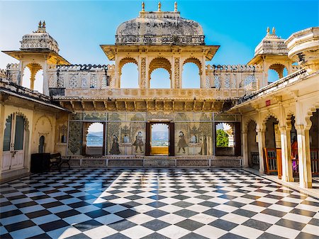 Courtyard at City Palace in Udaipur, Rajasthan, India Stock Photo - Budget Royalty-Free & Subscription, Code: 400-08693052