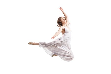 Young woman dancing in gorgeous white dress over white Fotografie stock - Microstock e Abbonamento, Codice: 400-08693190